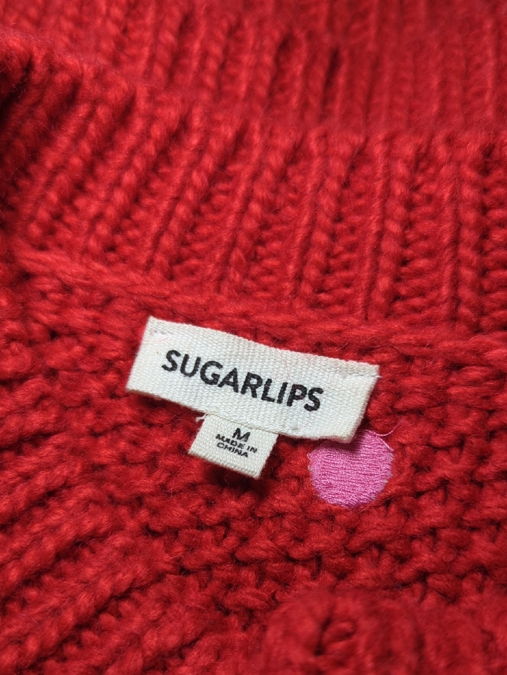 Sugarlips Red Polka Dot Knit Sweater - Picture 6 of 8